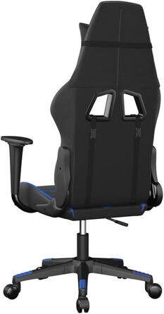 Геймерське крісло, чорно-синє, штучна шкіра, поворотне, регульоване, ергономічне, для комп&39ютера, офісу, геймера