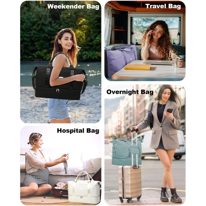 Жіноча ручна поклажа з відділенням для взуття та відділенням для вологи, дорожня сумка-саквояж на вихідні з косметички, сумка для лікарні для пологів, рожева