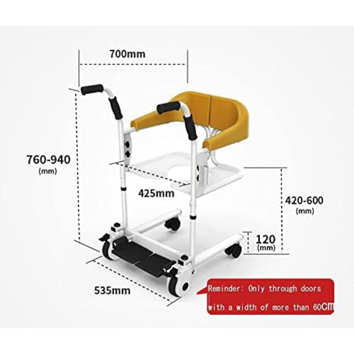 Інвалідний візок для пацієнта додому, портативне крісло для перенесення, допоміжний засіб для підйому інвалідного візка з розділеним сидінням на 180, інвалідний візок у ванній кімнаті, приліжковий комод з горщиком для догляду за людьми похилого віку з обм