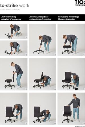 Переможець тесту Stiftung Warentest, ергономічне офісне крісло з 4D-підлокітниками, регульованою по висоті спинкою, від Dauphin (чорне), 9248