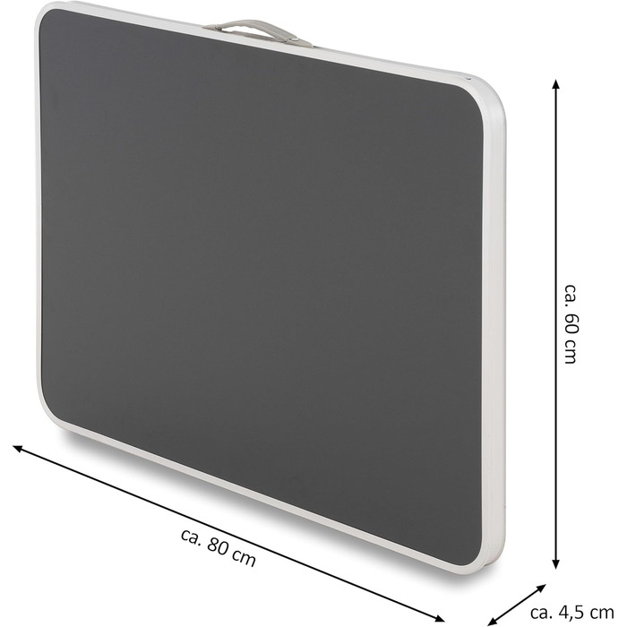 Складаний туристичний стіл Nexos Trading з ручкою для перенесення 80x60x70 см Складаний кемпінговий бічний столик антрацит Легкий, компактний, всепогодний столик-валіза