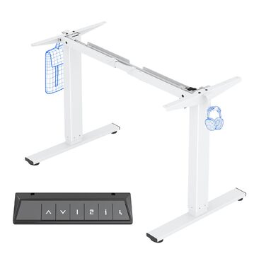 Каркас столу FlexiSpot з регулюванням висоти з 2 гачками, функцією пам&39яті висоти та світлодіодним індикатором висоти, ніжки столу з електричним регулюванням висоти (білий) EN1 білий