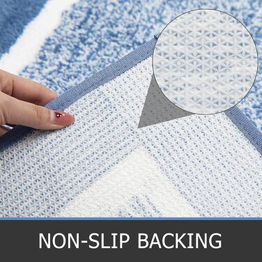 Комплект килимків для ванної кімнати Pauwer Soft, 3 предмети, вбираючі килимки для ванної з мікрофібри та килимок для туалету, пухнастий килимок для ванної, нековзний, килимок для туалету, що миється, з вирізом, синій, 45 x 65 45 x 120 U 50 x 60 см