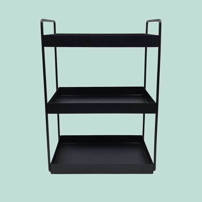 Стійка для спецій Relaxdays, 3 яруси, компактна, кухонний органайзер, висота та ширина 44 x 26 x 18 см, органайзер для ванної кімнати, металева, чорна