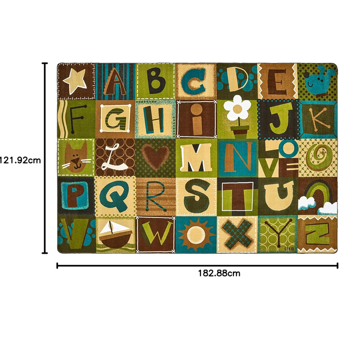Малюки Алфавітні блоки Дитячий килимок Розмір килимка 4 x 6'