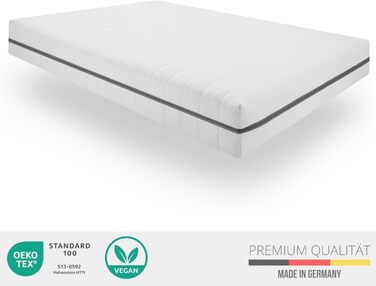 Матрац 140x200 см - Ергономічний 7-зонний матрац з холодної піни, висота 18 см - Матрац 2-в-1, рівні жорсткості H2 та H3 - Зручний, дихаючий чохол із 4-сторонньою блискавкою, H2 та H3, 140 x 200 см