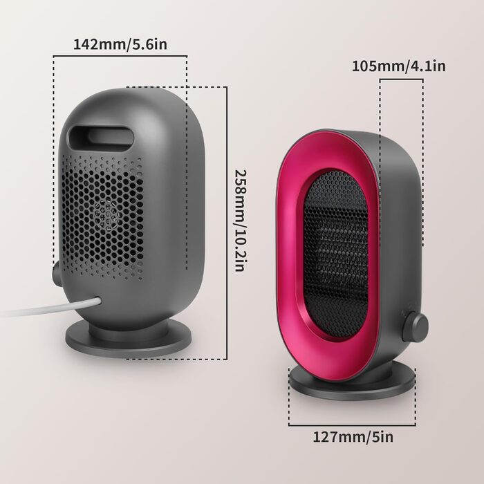 Енергозберігаючий вентилятор-обігрівач, невеликий вентилятор-обігрівач Sendowtek 900 Вт з керамічним нагрівальним елементом PTC, 3 режими нагріву, швидкий нагрів, захист від перегріву та перекидання, портативний електричний обігрівач для дому, офісу, спал