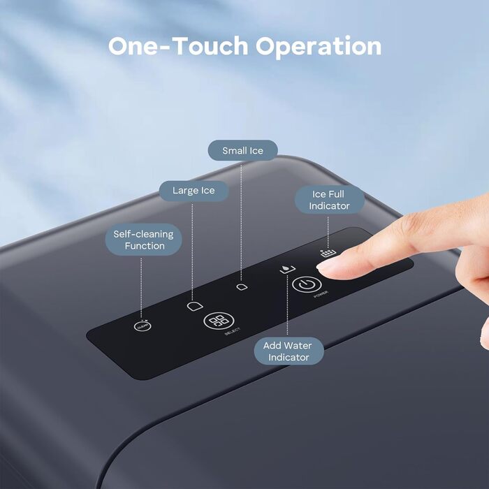 Машина для кубиків льоду OMISOON, машина для кубиків льоду маленька 12 кг/24 години, 9 кубиків за 6 хвилин, самоочисний льодогенератор із совком для льоду та кошиком, 2 розміри кубиків льоду, чорний