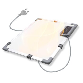 Інфрачервоний настільний обігрівач 36x45 см нагрівальна пластина 117 Вт для робочого місця, офісу, домашнього офісу, касових апаратів, стійок рецепції, інформаційних стійок, кріплення під стіл, магнітний тримач