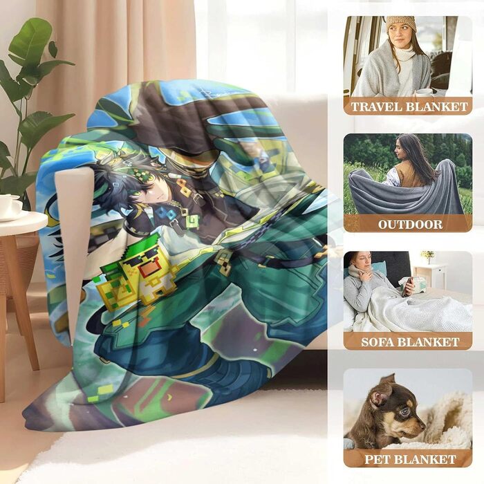 Пухнастий плед, декоративний плед, плед для дивана Genshin Impact Kinich (150x200 см)