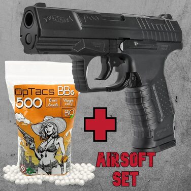 Страйкбольний пістолет Walther P99 Spring – 0.5 Дж, 6 мм, пружинний, повний набір з 2 магазинами та 600 біокульками 0.20 г