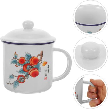 Емальована кружка Ciieeo Vintage Coffee Cup з кришкою, товстостінна емальована кружка для пиття, портативна чашка для води на відкритому повітрі для кемпінгу, офісу та дому