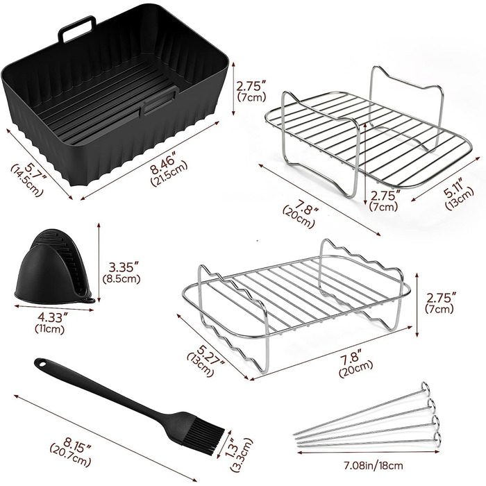 Аксесуари для фритюрниці- Аксесуари для фритюрниці Ninja Foodi AF400EU AF300EU 7.6L-9.5L та інших двозонних фритюрниць, без BPA Аксесуари для двозонної фритюрниці Ninja, аксесуари для аерофритюрниці