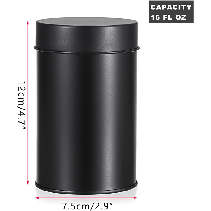 Маленьких круглих чайних банок, контейнери для зберігання розсипного чаю, чайні контейнери з герметичними подвійними кришками, чорні, коробки для зберігання спецій, трав, цукру, універсальний подарунок для любителів чаю, 12