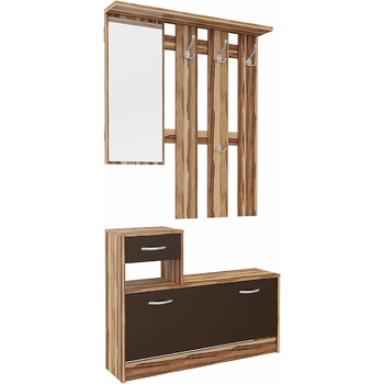 Шафа для одягу August Nuss - Шафа для одягу з дзеркальною тумбою для взуття та вішалкою для одягу Ширина 100 см, висота 72,6 см (н