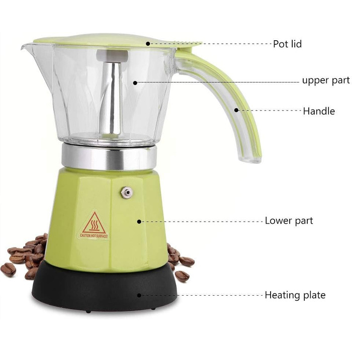 Електрична каструля для мока, авто, чайник, прикурювач, чайник, пляшка для чаю, кави, 850 мл, 24 В, розбірна конструкція (зелена)