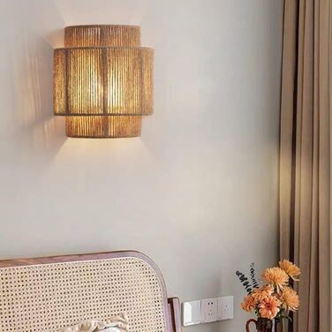 Настінний світильник LOGT плетений з ротанга, коричневий, E27