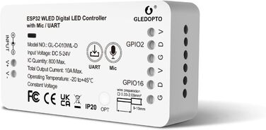 Контролер цифрової стрічки GLEDOPTO ESP32 WLED з функцією мікрофона Світловий ефект своїми руками 100Підтримка WS2811, SK6812, SM16703P, WS2812B тощо. Стрічковий світильник DC5-24V (дизайнерські світильники)