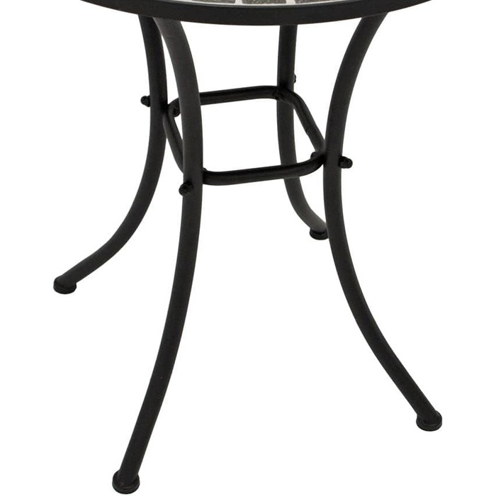 Мозаїчний стіл DEGAMO Бістро Siena 60 см круглий, каркас металевий чорний, стільниця з кераміки під мозаїку, сірий/білий