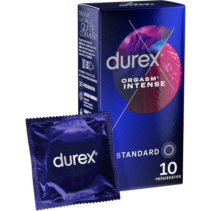 Презервативи Durex Intense Orgasmic, рельєфні з стимулюючим гелем, 10 шт