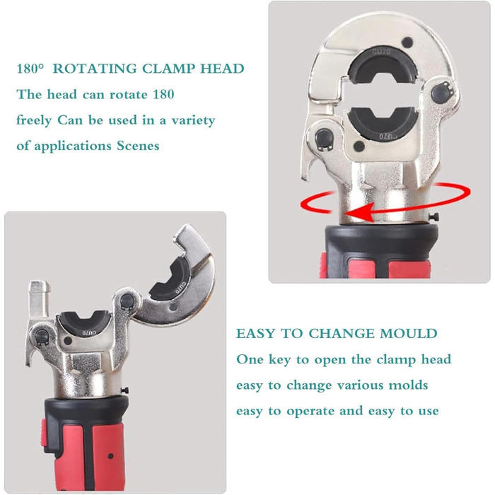 Акумуляторні гідравлічні обтискні кліщі Професійний електричний гідравлічний набір інструментів для обтиску кабельних наконечників Міцні обтискні кліщі з литої сталі Діапазон 16-300 мм Сірий