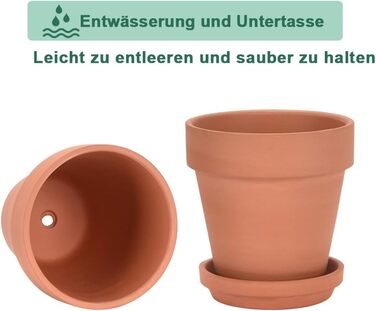Теракотові горщики vensovo з блюдцями, 7,6 см, глиняний горщик, керамічний горщик, кактус, квіткові горщики, горщик для сукулентів, дренажний отвір, ідеально підходить для рослин, виробів, весільних подарунків, 12 шт. , коричневий 1