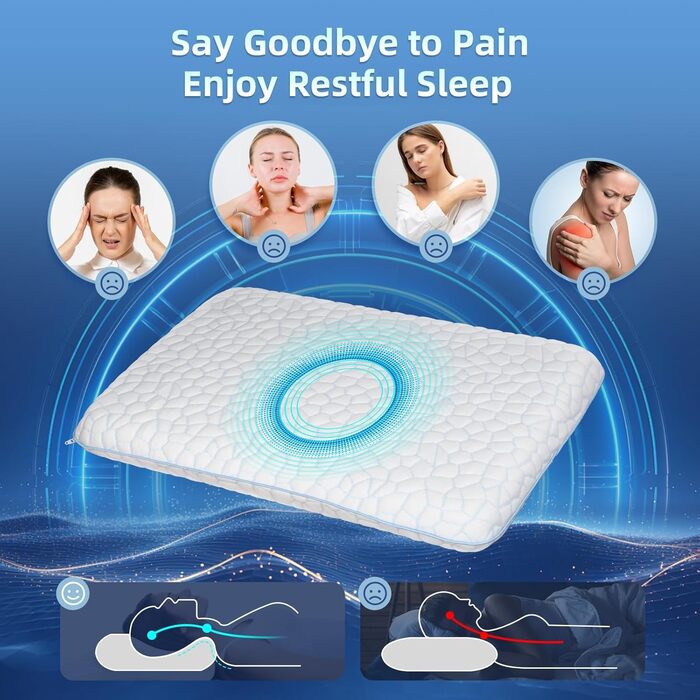 Ультратонка подушка для сну на животі 40x60 Плоска подушка для сну, охолоджувальна плоска ортопедична подушка висотою 2,25 дюйма, подушка з піни з ефектом пам&39яті для сну на животі та спині