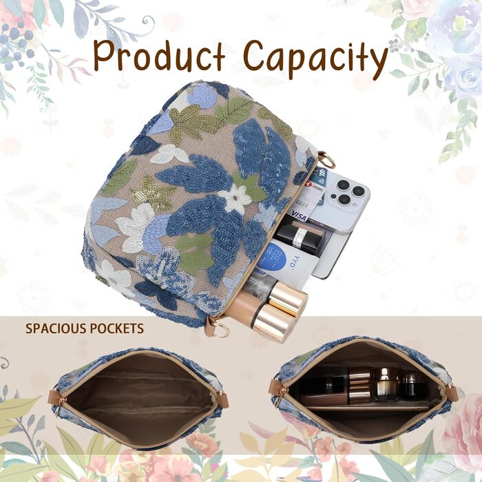 Сук'уту Сумка-клатч з вишивкою паєтками та квітковим мотивом, жіноча, блакитна вечірня сумка через плече