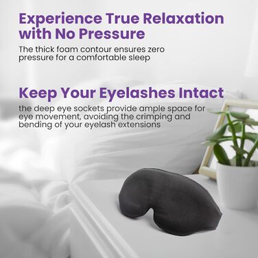 Маска для сну Sleep Connection 3D, 100 світлонепроникний шовк, маска для сну з глибокою очницею, захист вій, маска для сну, преміа