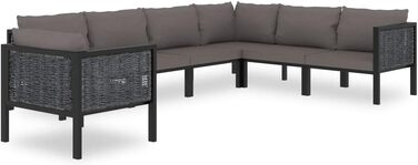 Комплект для відпочинку в саду з подушками Poly Rattan Anthracite, 7 шт.