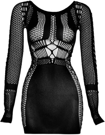 Жіноча сексуальна білизняна сукня Buitifo One Piece Babydoll Fishnet Nightwear M Black