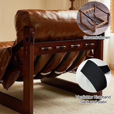 Крісло, крісло для читання, спальня, зручні крісла для обіймів, ретро-крісло з дерев&39яним каркасом та зручним сидінням для вітальні, спальні, домашнього офісу, рецепції, балкона, коричневий