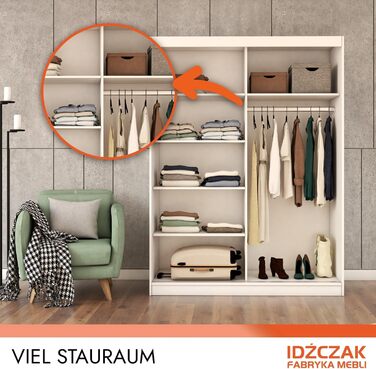 Шафа з дзеркалом, розсувні двері - Чорна шафа з розсувними дверима, шафа для спальні - 61 x 150 x 200 см - Шафа для спальні, гардеробна, шафа чорний/чорний