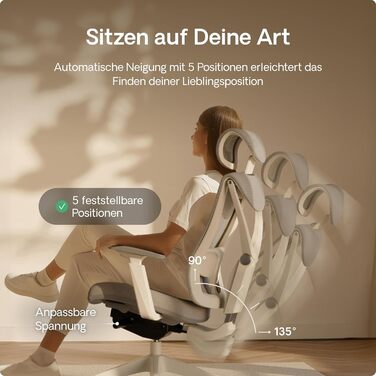 Ергономічне офісне крісло Desktronic з регулюванням висоти Офісне крісло з поперековою опорою - Зручне для спини - Комп&39ютерне крісло з регулюванням висоти та зручне для спини - Широка подушка SitPro (сіре)