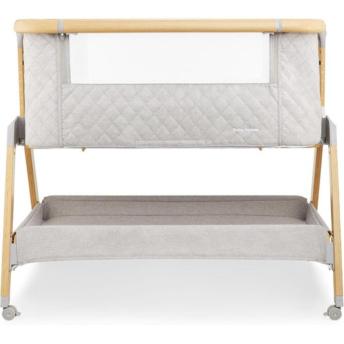 В-1 приліжкове ліжечко/дитяче ліжечко та дорожнє ліжечко з матрацом - 7-рівневе регулювання висоти, знімна бічна панель, 4 транспортні колеса, для дітей вагою до 9 кг, 3-