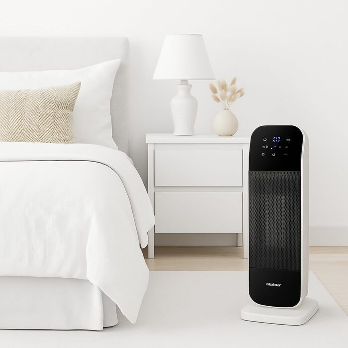 Електричний обігрівач та вентилятор Alpina - коливальний баштовий вентилятор з пультом дистанційного керування та таймером - регульована температура від 15 до 35C - обігрів та охолодження - 20 x 18 x 61 см електричний обігрівач та вентилятор 2000 Вт