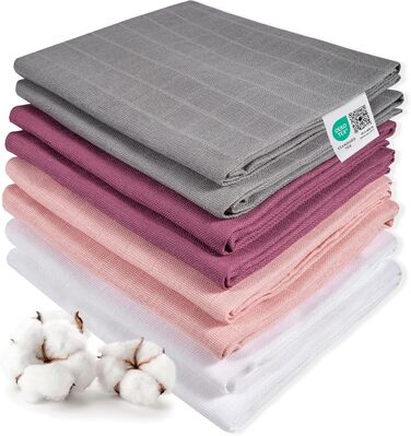 Набір дитячих муслінових пелюшок Makian 8 шт. 80x80 см - серветки для відрижки/марлеві серветки подвійного плетіння, м'які 100 бав