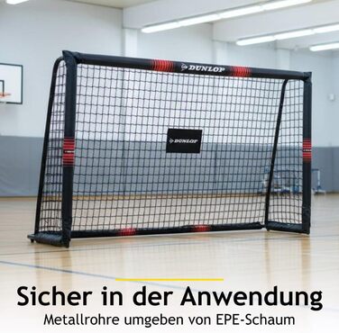 Футбольні ворота Dunlop - Футбольні ворота 300 x 200 x 90 см - Футбольні ворота - Футбольні ворота для саду, дітей та дорослих - Футбольне тренувальне обладнання, для приміщень та вулиці - Металеві - Чорний/Білий, Чорний/Червоний 180x120x60 см
