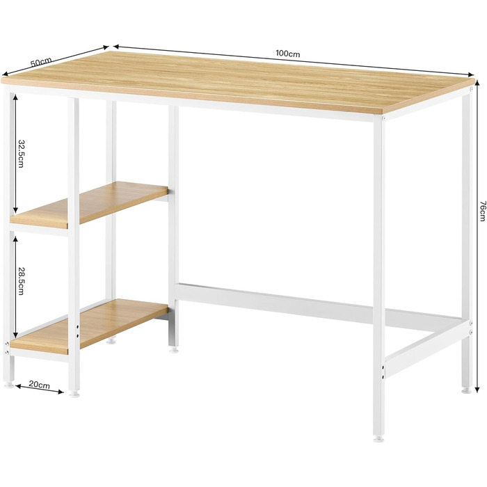 Стіл Garvis 100x50 см (з 2 відділеннями для зберігання) Ігровий стіл з полицею Комп&39ютерний стіл з МДФ для домашнього офісу (дуб) Дуб 100 x 50 см