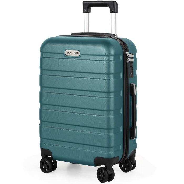 Ручна поклажа TANTOMI, 20-дюймова валіза з твердим корпусом, візок, легка валіза на колесах з ABS-пластику, дорожня валіза з 4 колесами, 3-значний кодовий замок (світло-темно-зелений, 41 л) Світло-темно-зелена ручна поклажа (M)