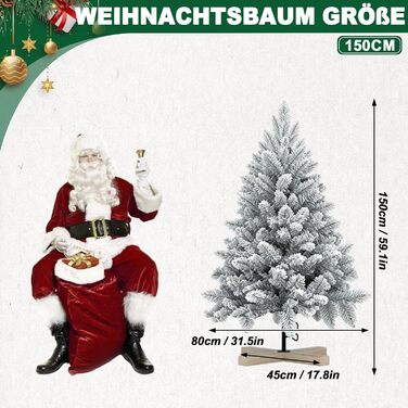 Штучна ялинка з ефектом натуральної білої сніжинки 150 см NAIZY