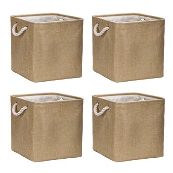 Коробка для зберігання, складна коробка (4 шт.) 30x30x30 см тканинний кошик для одягу, іграшок та інструментів (хакі)