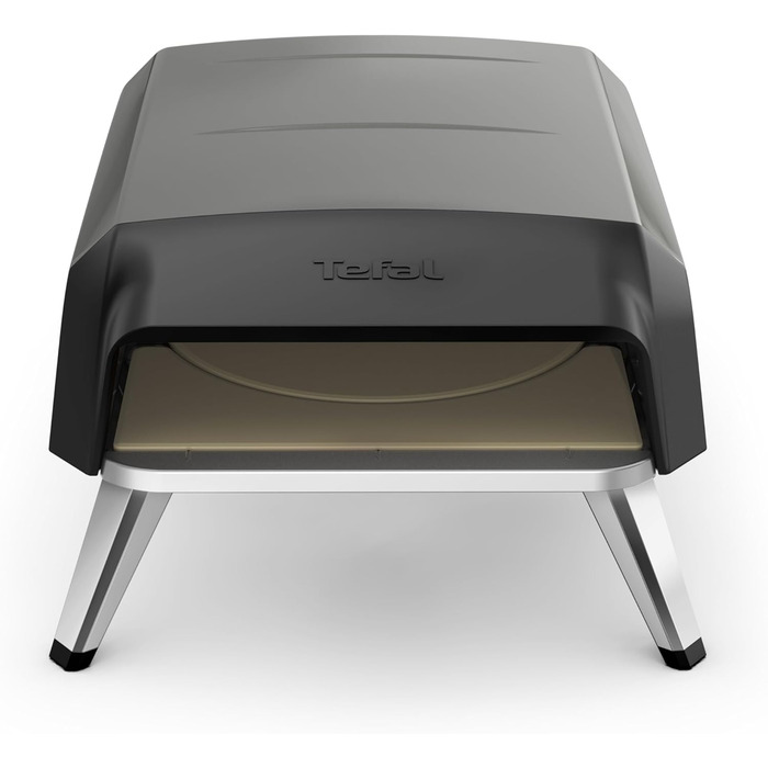 Газова піч для піци Tefal Pizza Pronto для зовнішнього використання, до 400 C, регулятор температури, перемикач увімкнення/вимкнення, керування поворотним каменем, компактна, в т.ч. шкірка для піци, нержавіюча сталь, JM413015