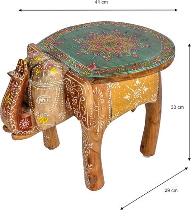 Табурет Gall&Zick Слон ручної роботи Бірюзовий дизайн мандали, дерево манго, приблизно 30 28 42 см декоративний журнальний столик/табурет кольору бірюзи
