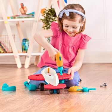 Іграшка-літак Wonder Wheels Іграшка-літак-конструктор з акумуляторною викруткою для дітей Навчальна іграшка для складання для дітей віком від 3 років (27 деталей), різнокольорова