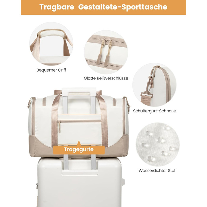 Жіноча спортивна сумка LOVEVOOK 30L Дорожня сумка з відділенням для взуття та вологим відділенням, невелика сумка для спортзалу, сумка для плавання, сумка для сауни, сумка для ручної поклажі для спорту, фітнесу, тренувань, подорожей, водонепроникна дорожн