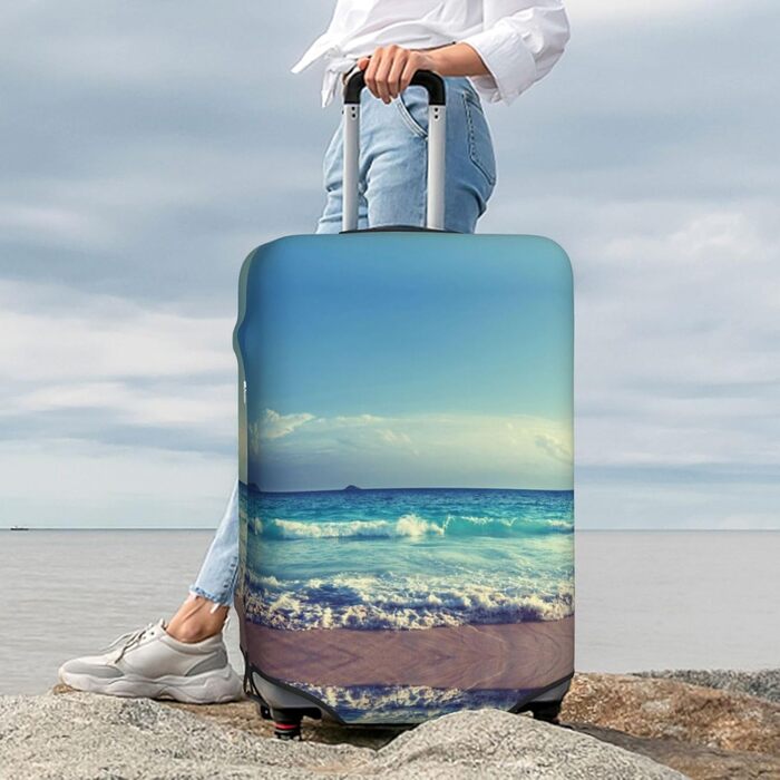 Чохол для багажу Захід сонця на Сейшелах - еластичний захисний чохол від подряпин та пилу, чорний, розмір 90