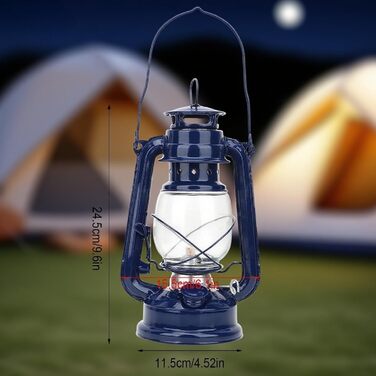 Газова лампа, гасова лампа, гасовий штормовий ліхтар зі скляною колбою, вінтажний кемпінговий ліхтар, портативний підвісний ліхтар для походів на свіжому повітрі, пікніків, декору для дому (синій)