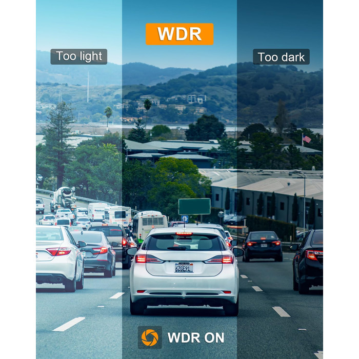 Автомобільна передня, 1080P FHD автомобільна камера, з 64G SD картою, 176 ширококутний відеореєстратор, ІЧ-камера нічного бачення,
