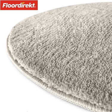 Килимок для ванної Floordirekt Sky, круглий килимок для ванної, щільний, пухнастий комфорт для вашого дому, нековзний килимок для ванної, що миється, протестований на шкідливі речовини (слонова кістка, 95 см (круглий))